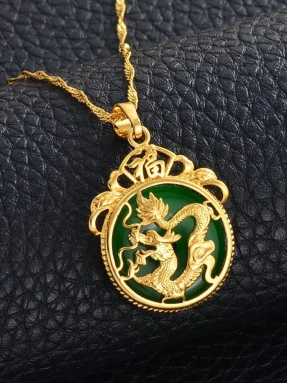 Men's Fashion Vintage Chinese Style Pendant Necklace Inlaid with Natural Stone D